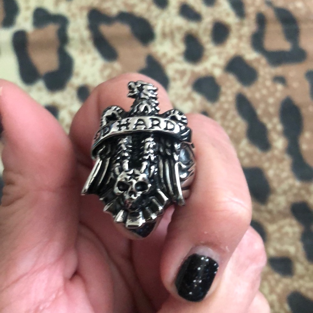 Ed Hardy Eagle / Skull S-Steel Harley Style Ring